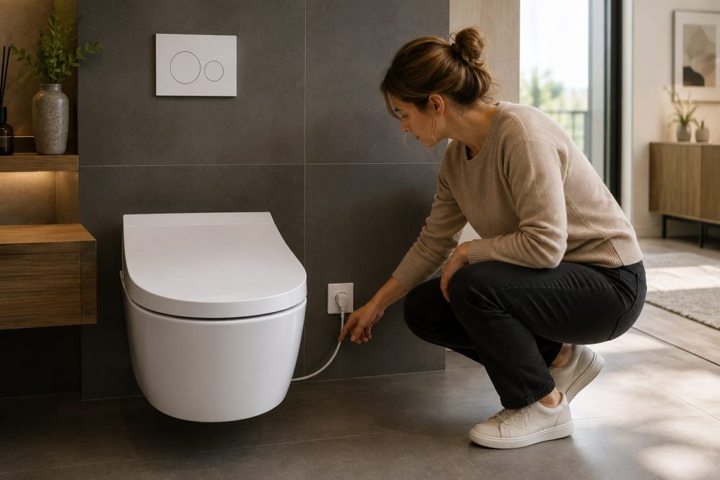 Prise électrique aux toilettes - la contrainte à anticiper pour un WC lavant