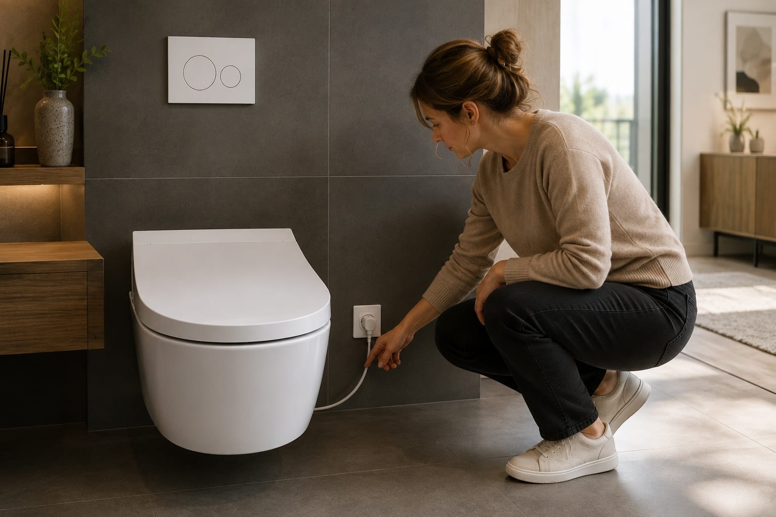 Prise électrique aux toilettes - la contrainte à anticiper pour un WC lavant